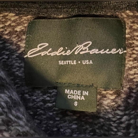 EDDIE BAUER Vtg Mens Small Chunky Woven Lamb’s Wool Sweater Excellent Condition - Picture 3 of 12